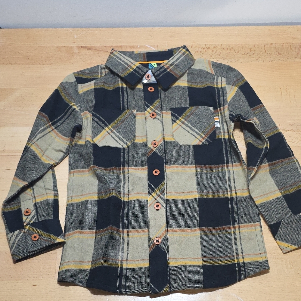 Plaid Kids Shirt - Black and Tan